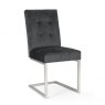 Bentley Designs Tivoli Dark Oak 6-8 Seater Dining Set & 6 Cantilever Chairs- Gun Metal Velvet Fabric- chair front angle