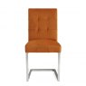 Bentley Designs Tivoli Dark Oak 6-8 Seater Dining Set & 6 Cantilever Chairs- Harvest Pumpkin Velvet Fabric- chair front