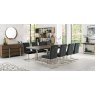 Bentley Designs Tivoli Dark Oak 6-10 Seater Dining Set & 8 Upholstered Cantilever Chairs in Gun Metal Velvet Fabric- feature