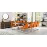 Bentley Designs Tivoli Dark Oak 6-10 Seater Dining Set & 8 Upholstered Cantilever Chairs in Harvest Pumpkin Velvet Fabric- fe