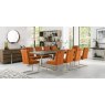 Bentley Designs Tivoli Dark Oak 6-10 Seater Dining Set & 10 Upholstered Cantilever Chairs in Harvest Pumpkin Velvet Fabric- f