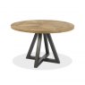 Bentley Designs Indus Rustic Oak 4 Seater Circular Dining Set & 4 Upholstered Chairs in Dark Grey Fabric- table front on