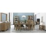 Bentley Designs Turin Light Oak 6 Seater Dining Set & 6 Slat Back Chairs Upholstered in Brown Faux Leather- feature