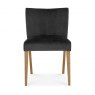 Bentley Designs Turin Light Oak 4 Seater Glass Circular Dining Set & 4 Low Back Upholstered Chairs in Gun Metal Velvet Fabric