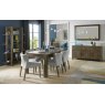 Bentley Designs Turin Dark Oak 6-8 Seater Dining Set & 6 Low Back Chairs Upholstered in Pebble Grey Fabric- feature