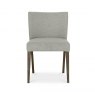 Bentley Designs Turin Dark Oak 6-10 Seater Dining Set & 8 Low Back Upholstered Chairs in Pebble Grey Fabric- chair front