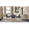 Bentley Designs Dansk Scandi Oak 4 Seater Dining Set & 4 Upholstered Chairs in Cold Steel Fabric- feature