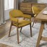 Signature Collection Camden Rustic Oak Upholstered Arm Chair in a Dark Mustard Velvet Fabric (Pair)