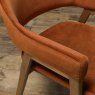Signature Collection Camden Rustic Oak Upholstered Arm Chair in a Rust Velvet Fabric (Pair)