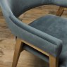 Signature Collection Camden Rustic Oak Upholstered Arm Chair in an Azure Velvet Fabric (Pair)