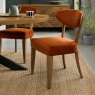 Ellipse Rustic Oak Upholstered Chair - Rust Velvet Fabric - feature shot