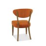 Ellipse Rustic Oak Upholstered Chair - Rust Velvet Fabric - back angle