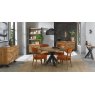 Ellipse Rustic Oak Upholstered Chair - Rust Velvet Fabric - room