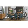 Ellipse Rustic Oak Upholstered Chair - Azure Velvet Fabric - room