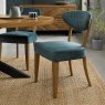 Ellipse Rustic Oak Upholstered Chair - Azure Velvet Fabric - feature