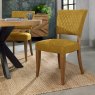Bentley Designs Logan Rustic Oak Upholstered Chair- Mustard Velvet Fabric- feature shot