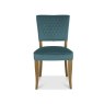 Bentley Designs Logan Rustic Oak Upholstered Chair- Azure Velvet Fabric- font on