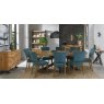 Bentley Designs Logan Rustic Oak Upholstered Chair- Azure Velvet Fabric- 8 seater