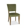 Bentley Designs Logan Rustic Oak Upholstered Chair- Cedar Velvet Fabric- front angle shot