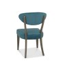 Ellipse Fumed Oak Upholstered Chair - Azure Velvet Fabric - back angle