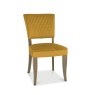 Bentley Designs Logan Fumed Oak Upholstered Chair- Velvet Mustard Fabric- front angle shot