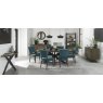 Bentley Designs Logan Fumed Oak Upholstered Chair- Velvet Azure Fabric- feature shot