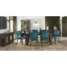 Bentley Designs Logan Fumed Oak Upholstered Chair- Velvet Azure Fabric- 6 seater table