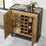 Indus Rustic Oak Drinks Cabinet - feature open