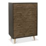 Bentley Designs Sienna Fumed Oak 5 drawer tall chest - front angle shot
