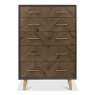 Bentley Designs Sienna Fumed Oak 5 drawer tall chest - feature drawers open