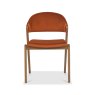 Signature Collection Camden Rustic Oak Upholstered Chair in a Rust Velvet Fabric (Pair)
