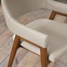 Signature Collection Camden Rustic Oak Upholstered Arm Chair - Ivory Bonded Leather (Pair)