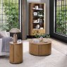 Signature Collection Vega Rustic Oak & Peppercorn Round Lamp Table
