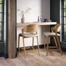 Signature Collection Vega Rustic Oak Bar Stool - Ivory Bonded Leather (Single)
