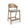 Signature Collection Vega Rustic Oak Bar Stool - Grey Fabric (Single)