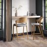 Signature Collection Vega Rustic Oak Bar Stool - Grey Fabric (Single)