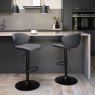Gallery Collection Rosso - Dark Grey Vintage Faux Leather Gas Lift Swivel Barstool with Black Base (Single)