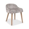 Signature Collection Vega Knotty Oak & Weathered Oak Stool - Pearl Velvet Fabric