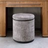 Signature Collection Vega Knotty Oak & Weathered Oak Storage Stool - Pearl Velvet Fabric