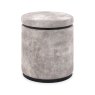 Signature Collection Vega Knotty Oak & Weathered Oak Storage Stool - Pearl Velvet Fabric