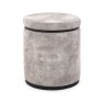 Signature Collection Vega Knotty Oak & Weathered Oak Storage Stool - Pearl Velvet Fabric