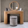 Signature Collection Vega Knotty Oak & Weathered Oak Storage Stool - Pearl Velvet Fabric