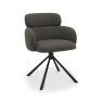 Gallery Collection Hudson - 360° Self Returning Swivel Chair in a Brown Boucle Fabric with Black Legs (Single)