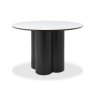 Gallery Collection Warren Matt White Sintered Stone 4 Seater Table with Black Oak Veneer Pedestal