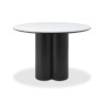 Gallery Collection Warren Matt White Sintered Stone 4 Seater Table with Black Oak Veneer Pedestal