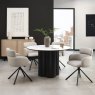 Gallery Collection Warren Matt White Sintered Stone 4 Seater Table with Black Oak Veneer Pedestal