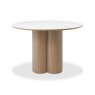 Gallery Collection Warren Matt White Sintered Stone 4 Seater Table with Oak Veneer Pedestal
