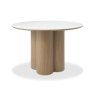 Gallery Collection Warren Matt White Sintered Stone 4 Seater Table with Oak Veneer Pedestal