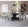 Gallery Collection Jorge Grey Oak Oval Dining Table with a Black Pedestal