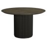 Gallery Collection Jorge Grey Oak Round Dining Table with a Black Pedestal